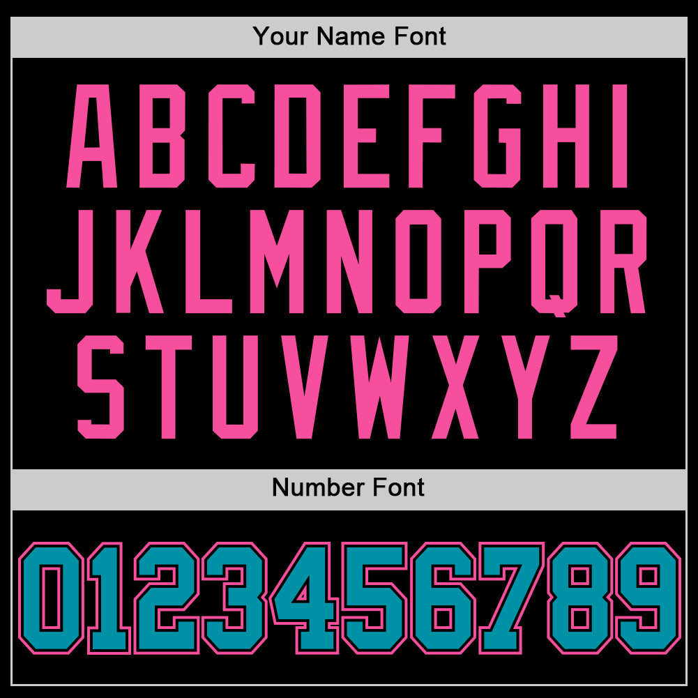 Custom Black Teal-Pink Authentic Basketball Jersey view 3