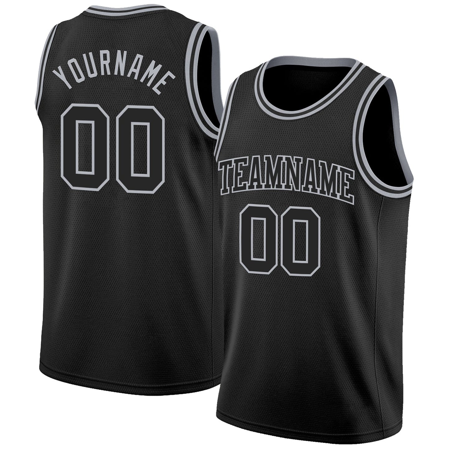 Custom Black Gray Authentic Basketball Jersey - Main View