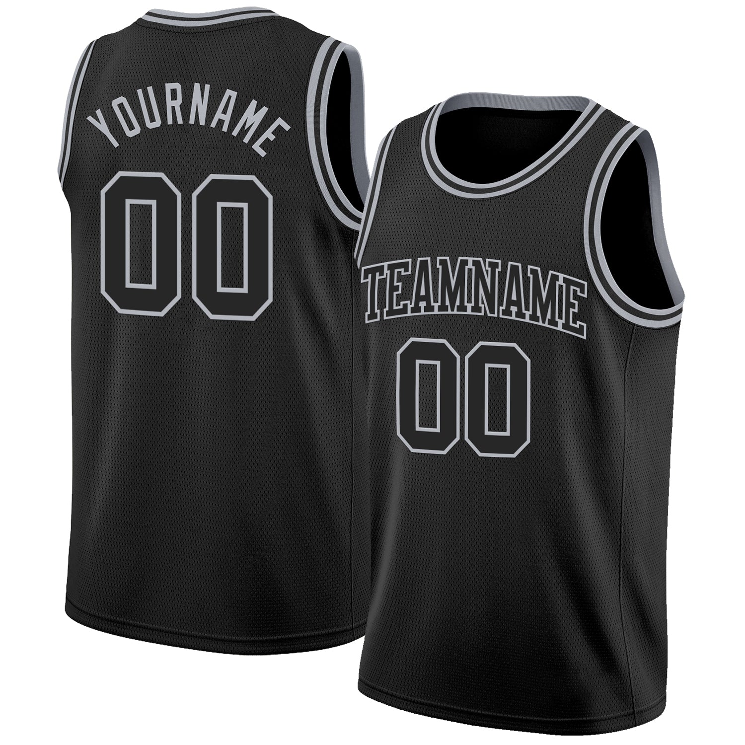 Custom Black Gray Authentic Basketball Jersey - Main View