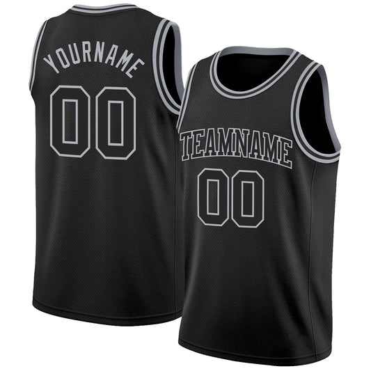 Custom Black Gray Authentic Basketball Jersey - Main View