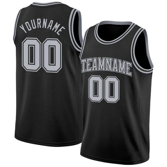 Custom Black Gray Authentic Basketball Jersey - Main View
