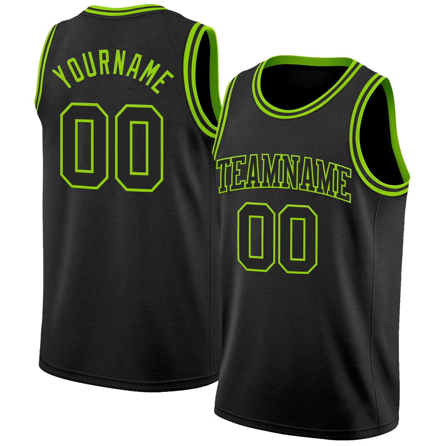 Custom Black Neon Green Authentic Basketball Jersey - Main View