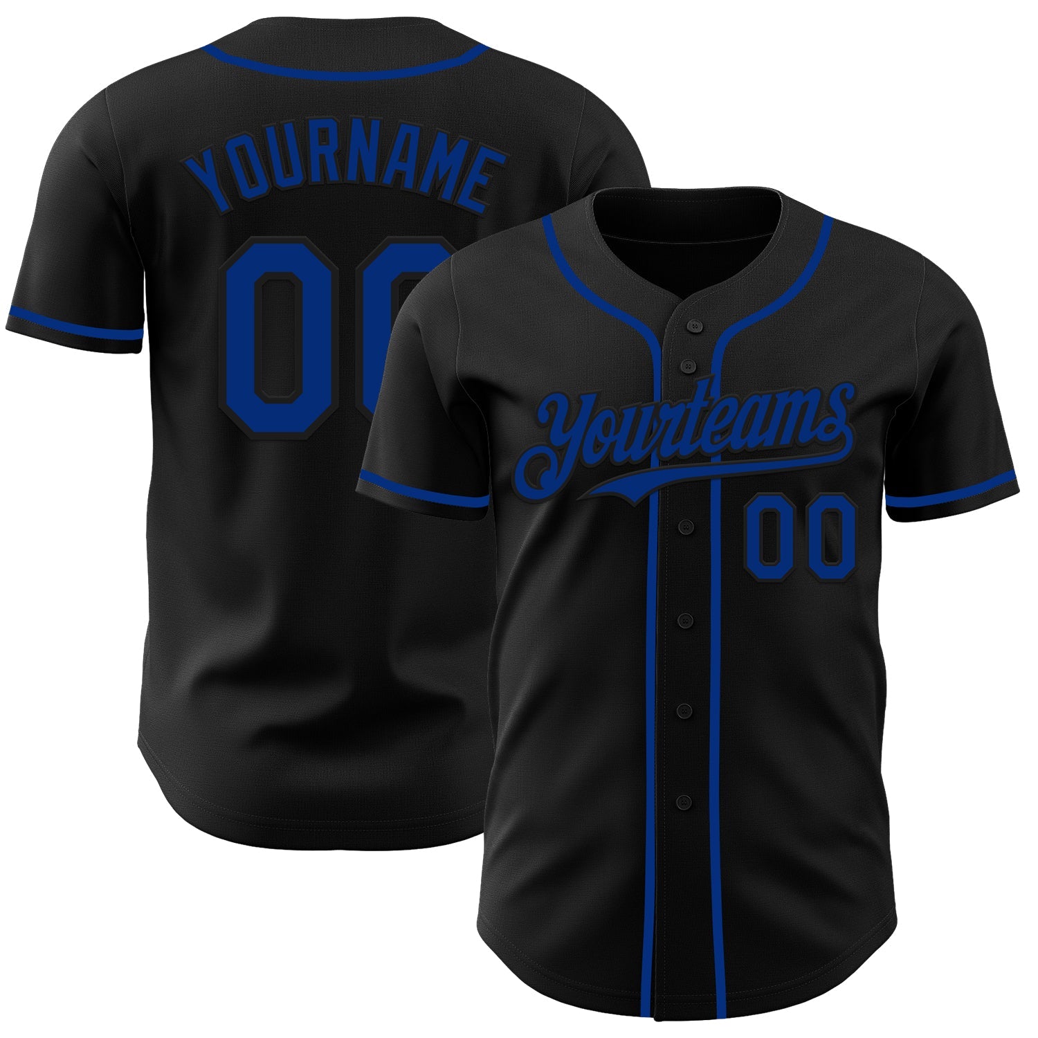 Custom Black Royal Authentic Baseball Jersey - Main View