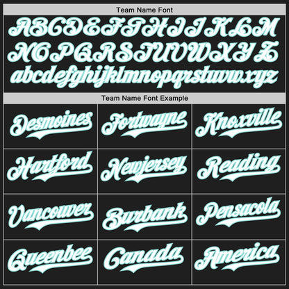 Custom Black White-Ice Blue Authentic Baseball Jersey view 4