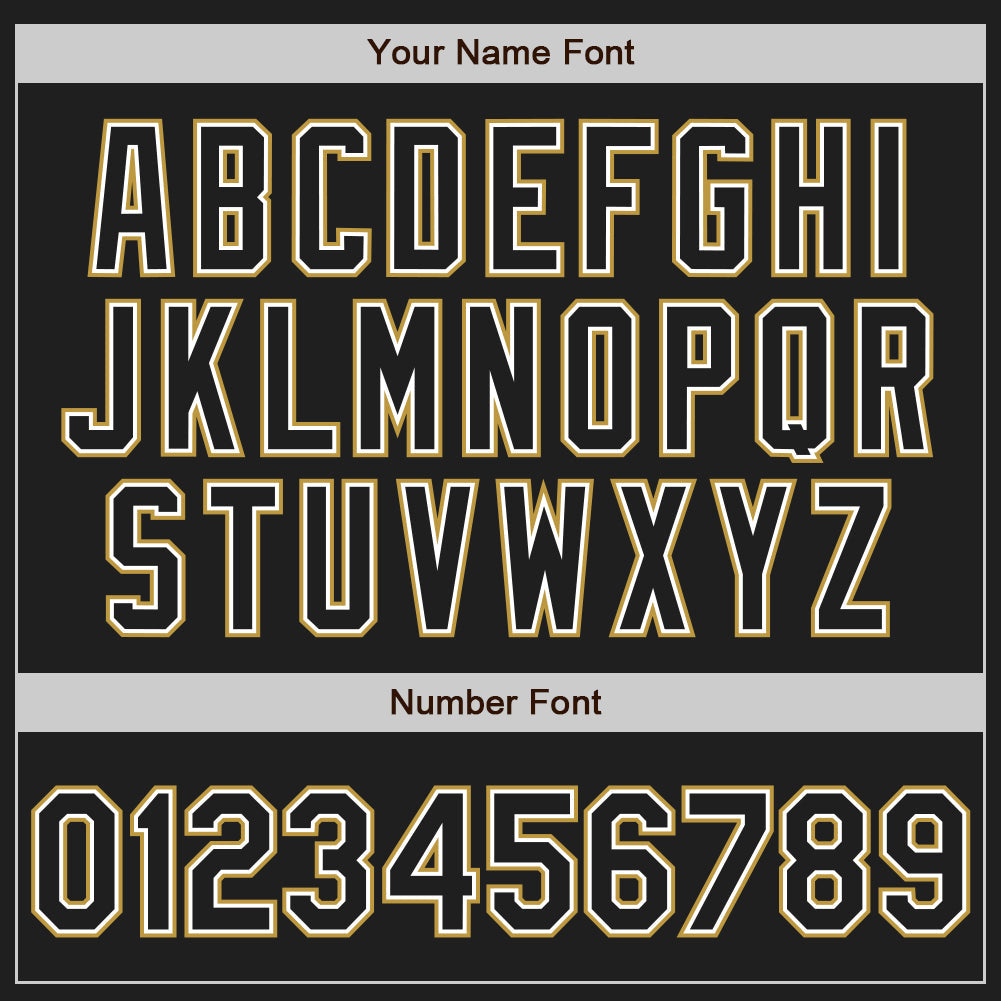 Custom Black White-Old Gold Authentic Baseball Jersey view 5