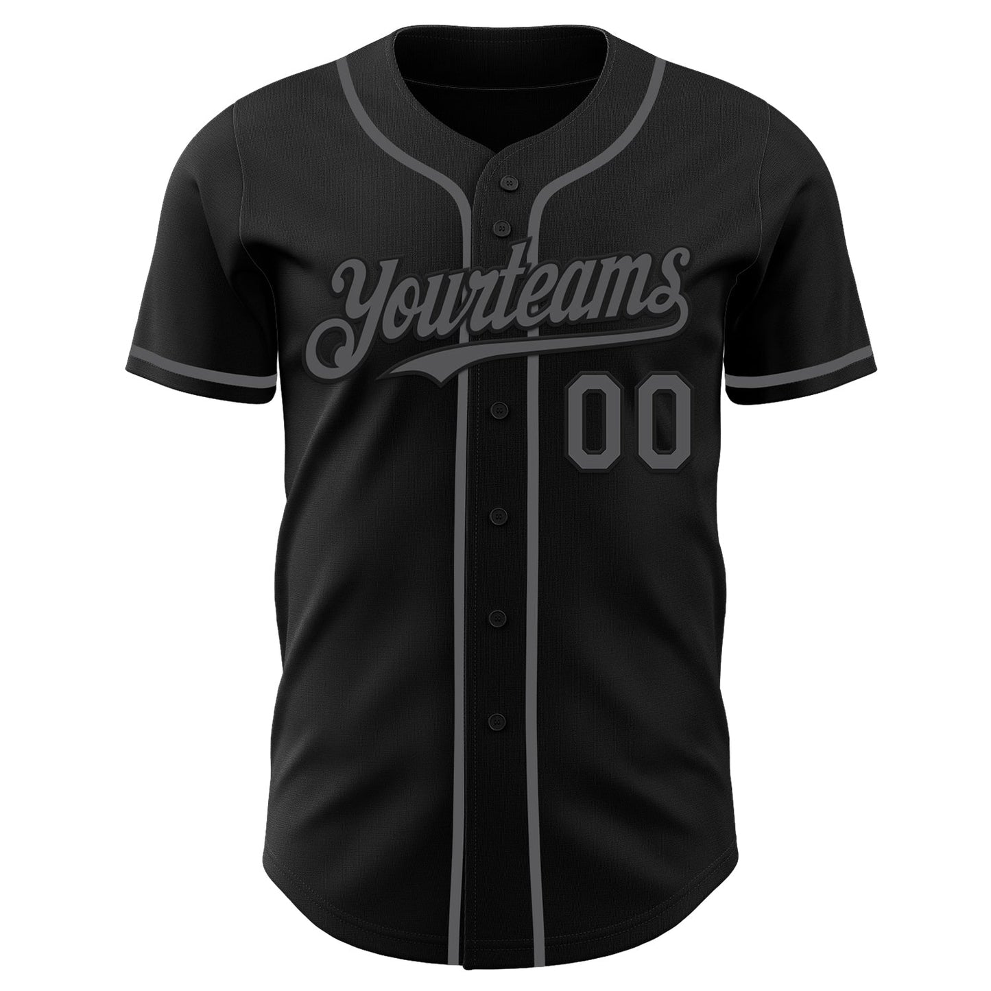 Custom Black Steel Gray Authentic Baseball Jersey view 2