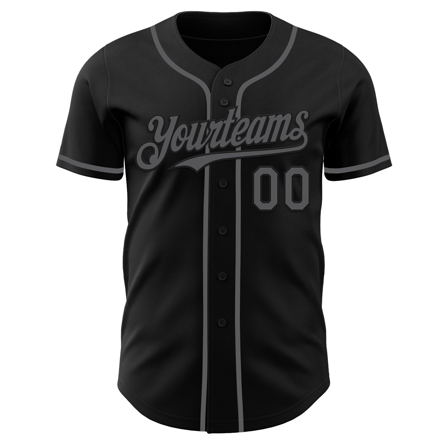 Custom Black Steel Gray Authentic Baseball Jersey view 2