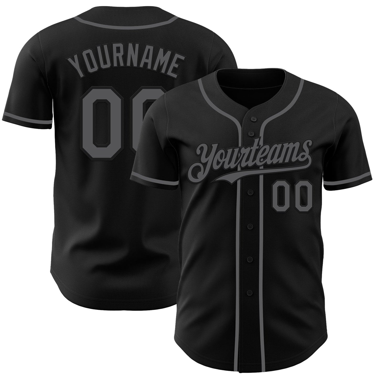 Custom Black Steel Gray Authentic Baseball Jersey - Main View