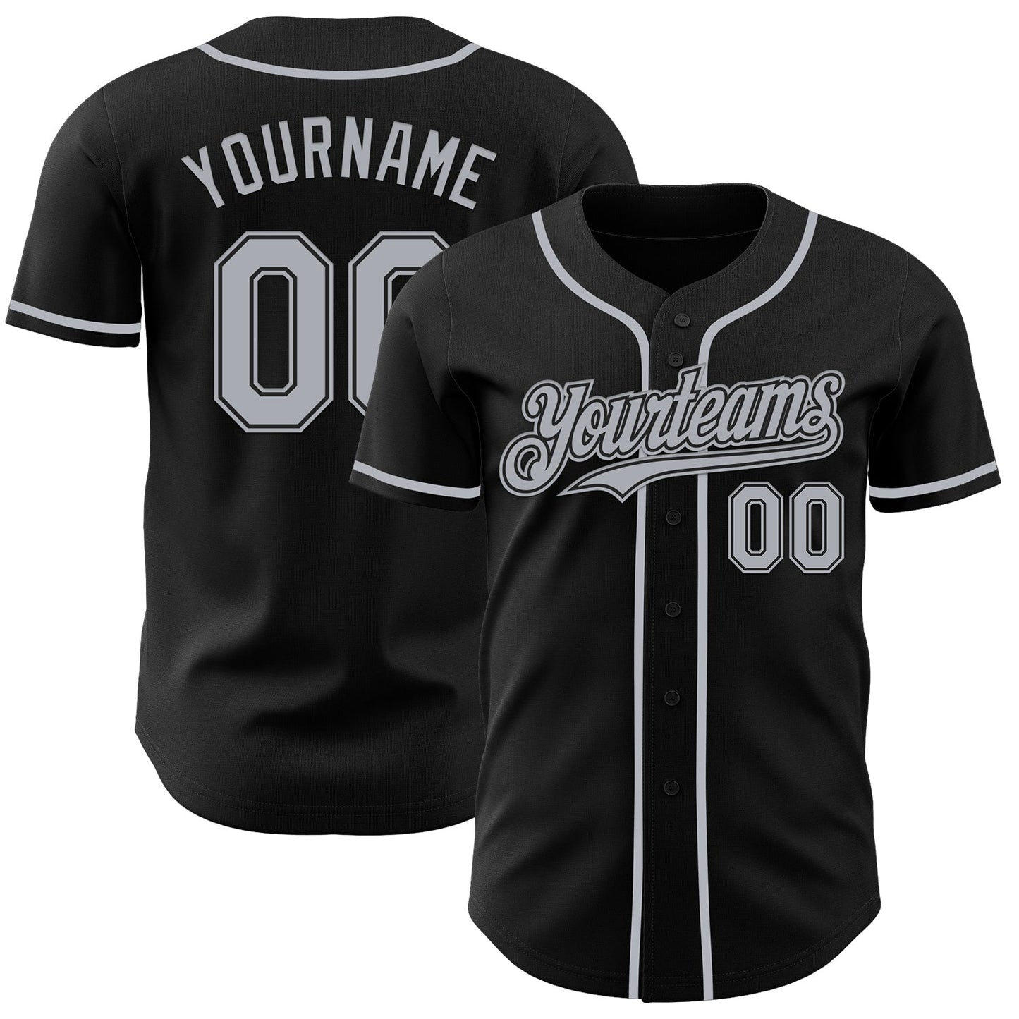 Custom Black Gray Authentic Baseball Jersey - Main View