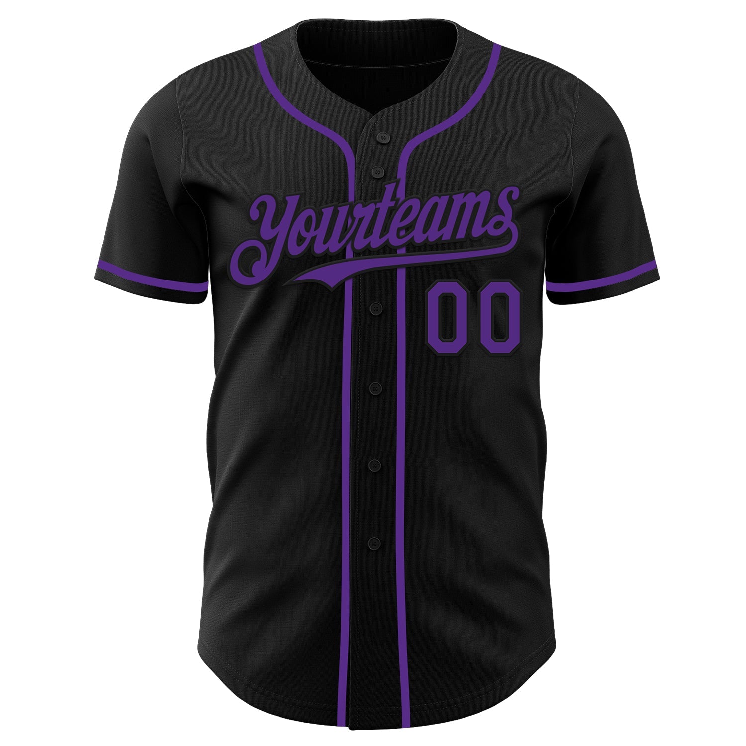 Custom Black Purple Authentic Baseball Jersey view 2