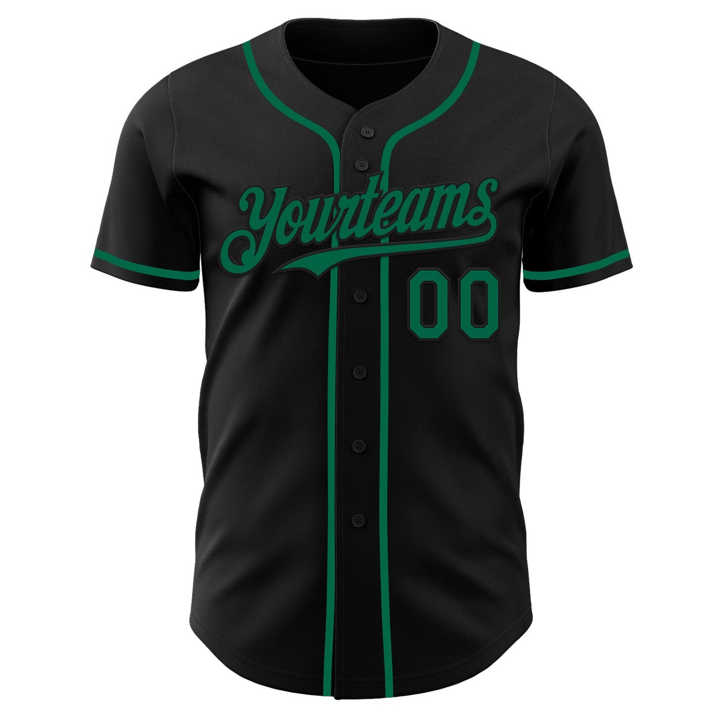Custom Black Kelly Green Authentic Baseball Jersey view 2
