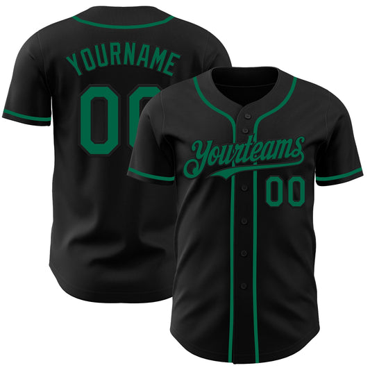 Custom Black Kelly Green Authentic Baseball Jersey - Main View