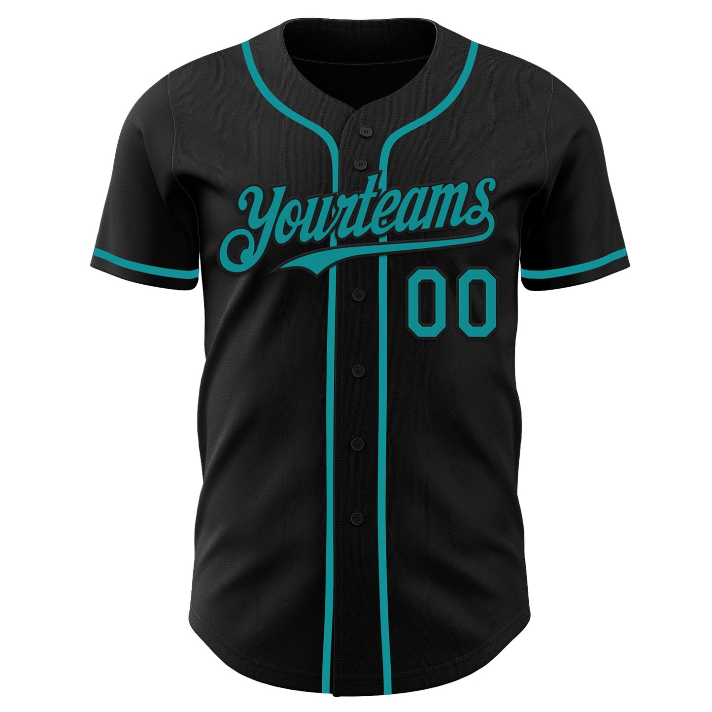 Custom Black Teal Authentic Baseball Jersey view 2