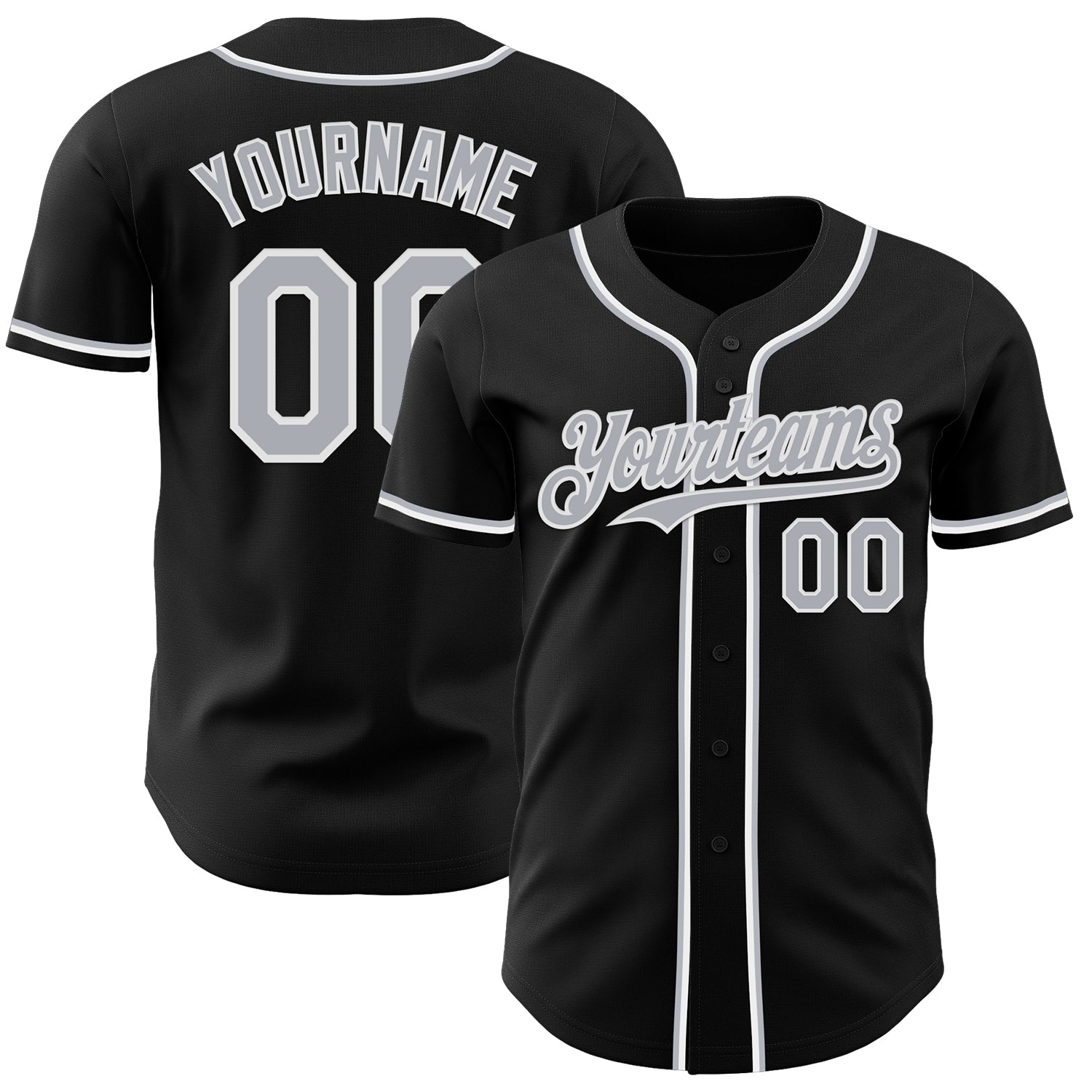 Custom Black Gray-White Authentic Baseball Jersey - Main View