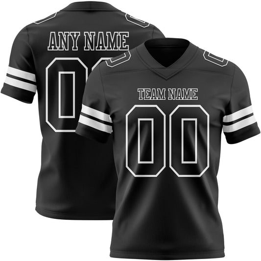 Custom Black White Authentic Football Jersey - Main View