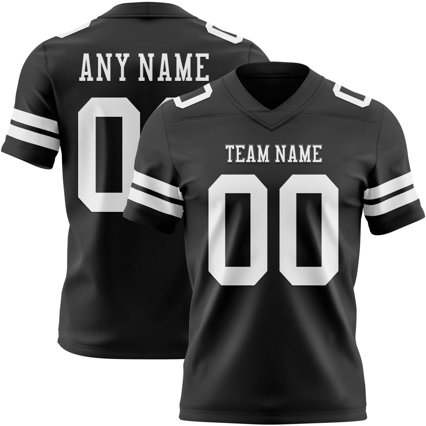 Custom Black White Authentic Football Jersey - Main View