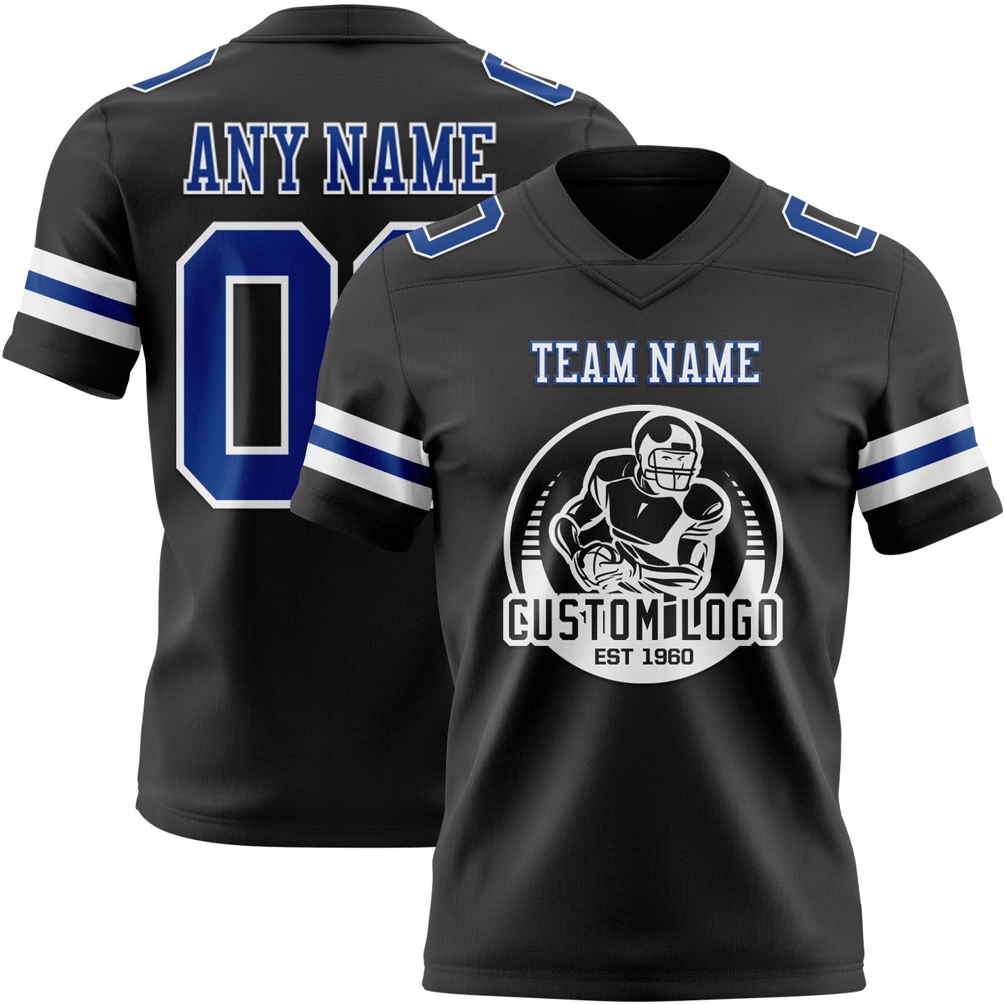 Custom Black Royal-White Authentic Football Jersey view 2