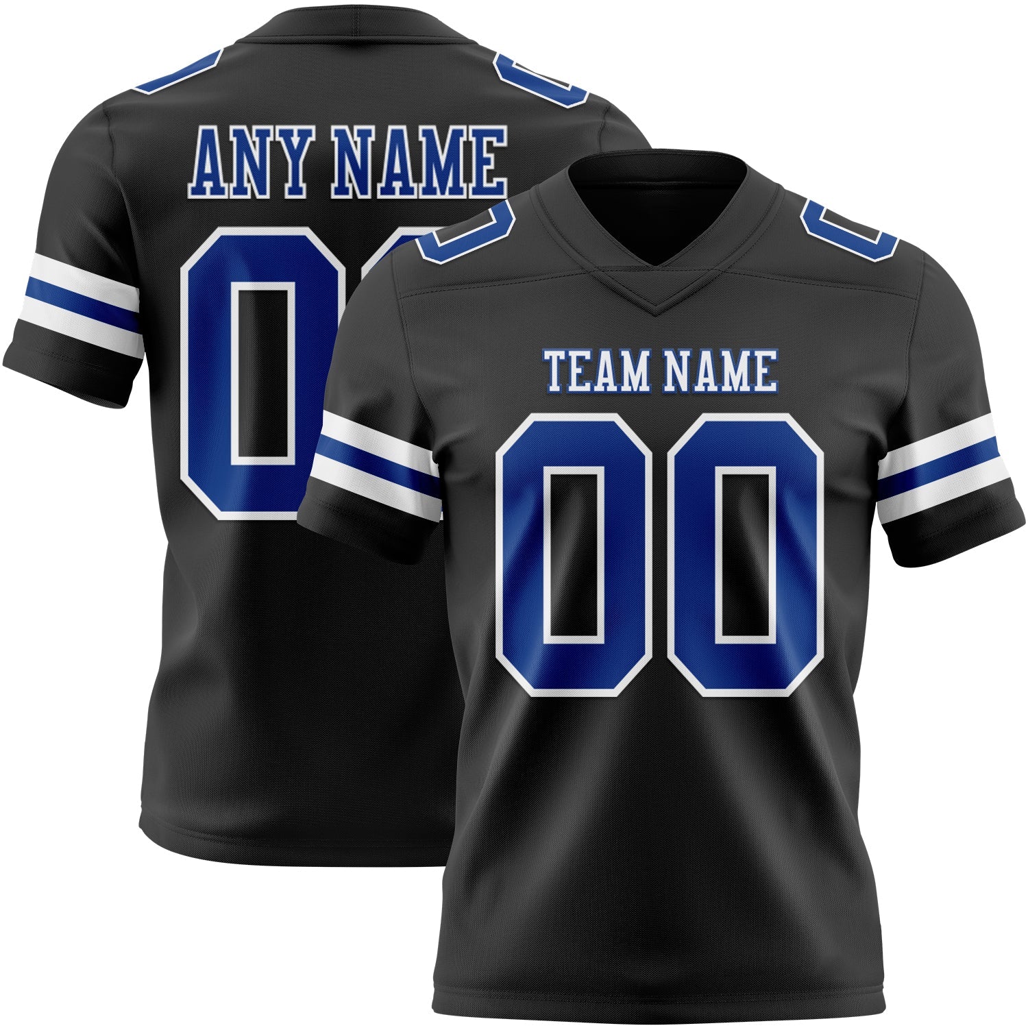 Custom Black Royal-White Authentic Football Jersey - Main View