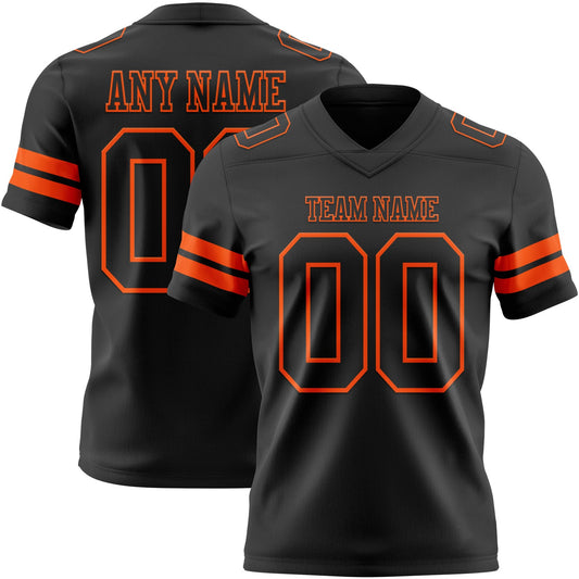 Custom Black Orange Authentic Football Jersey - Main View