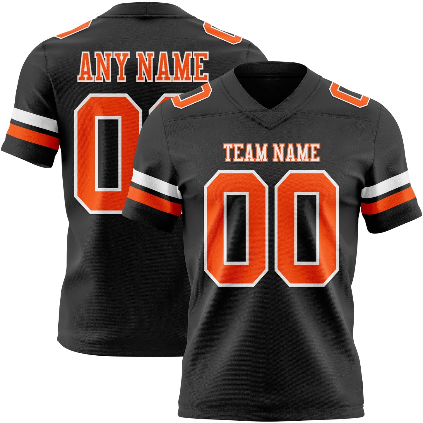 Custom Black Orange-White Authentic Football Jersey - Main View