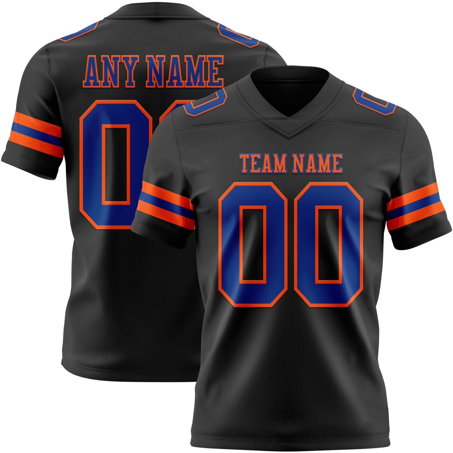 Custom Black Royal-Orange Authentic Football Jersey - Main View