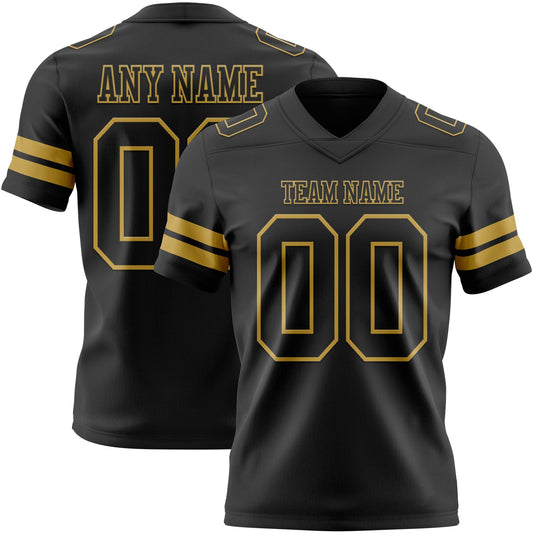 Custom Black Old Gold Authentic Football Jersey - Main View