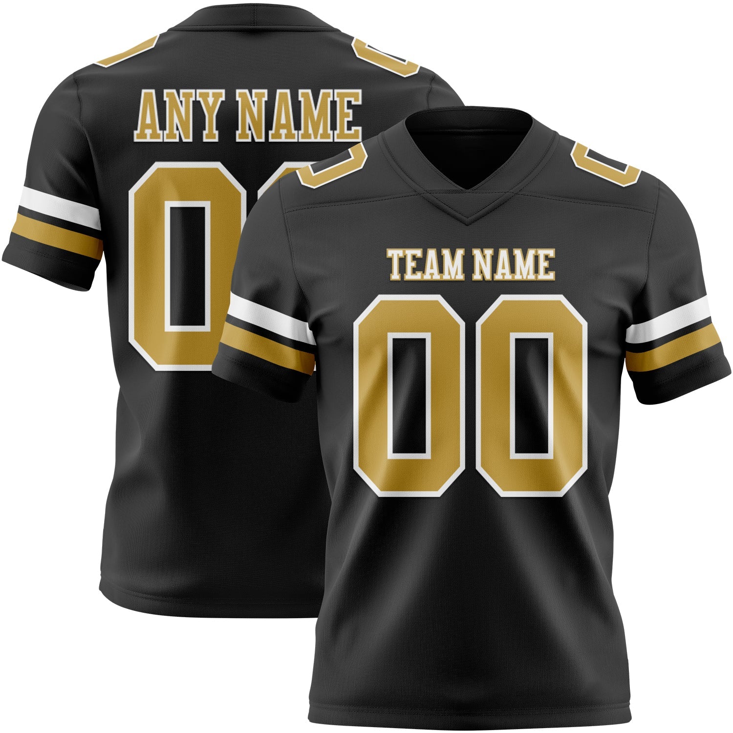 Custom Black Old Gold-White Authentic Football Jersey - Main View