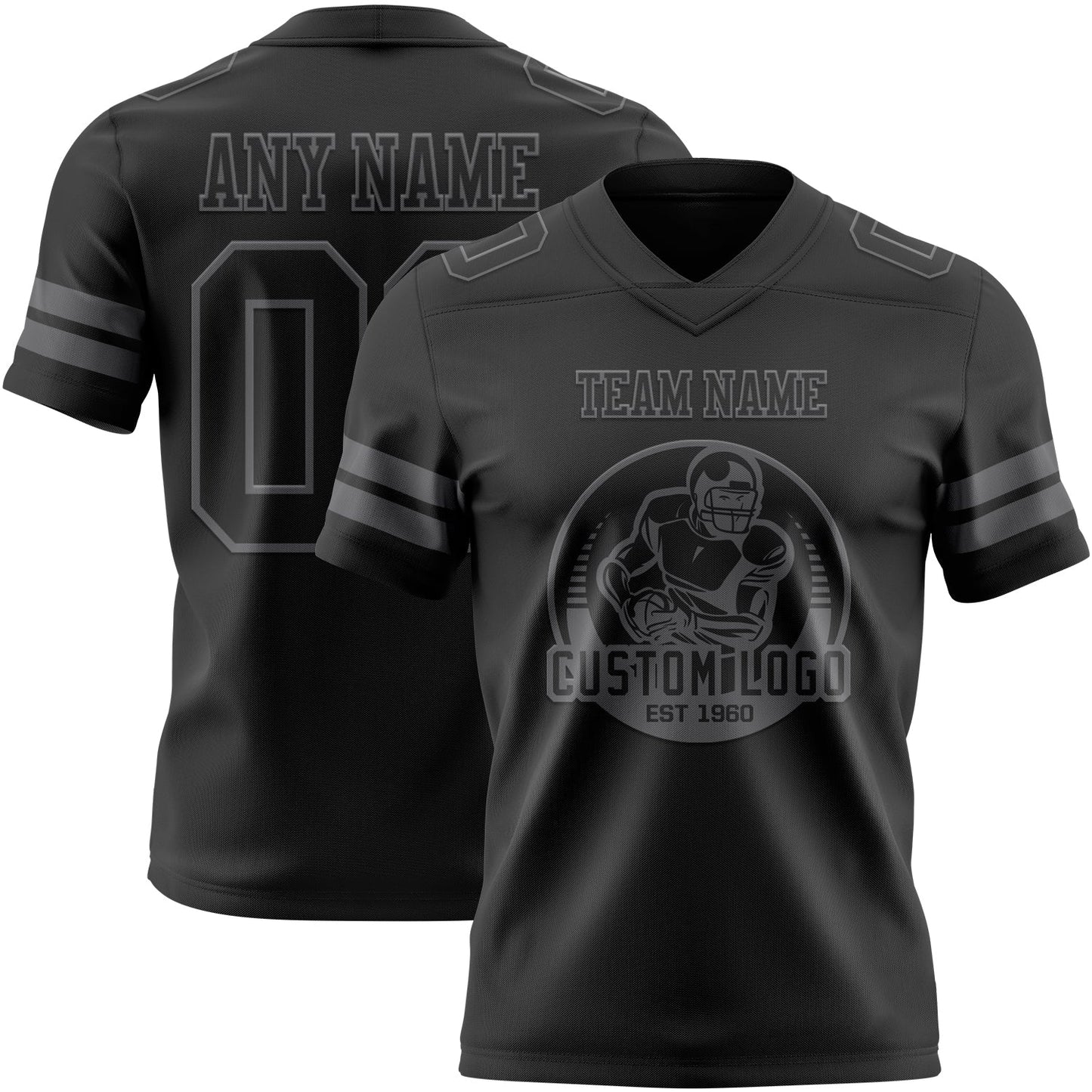 Custom Black Steel Gray Authentic Football Jersey view 2