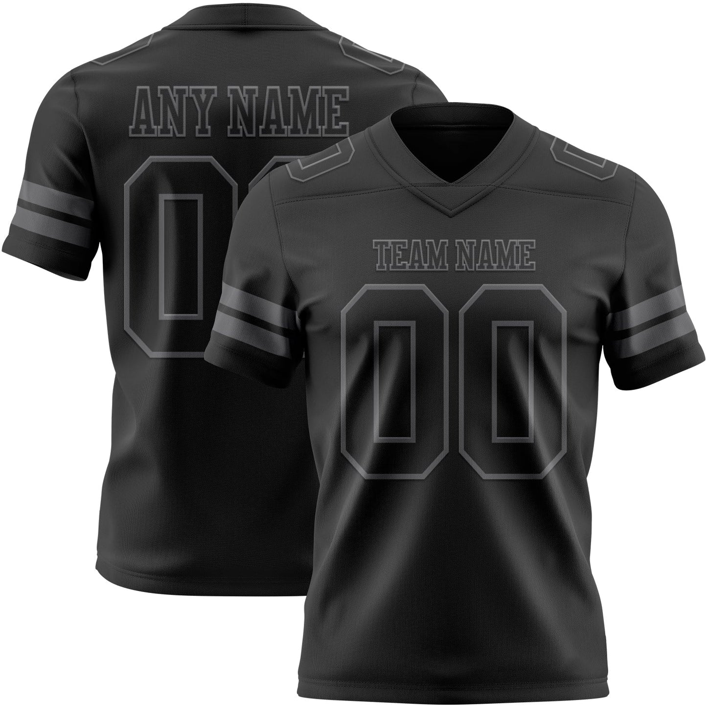 Custom Black Steel Gray Authentic Football Jersey - Main View