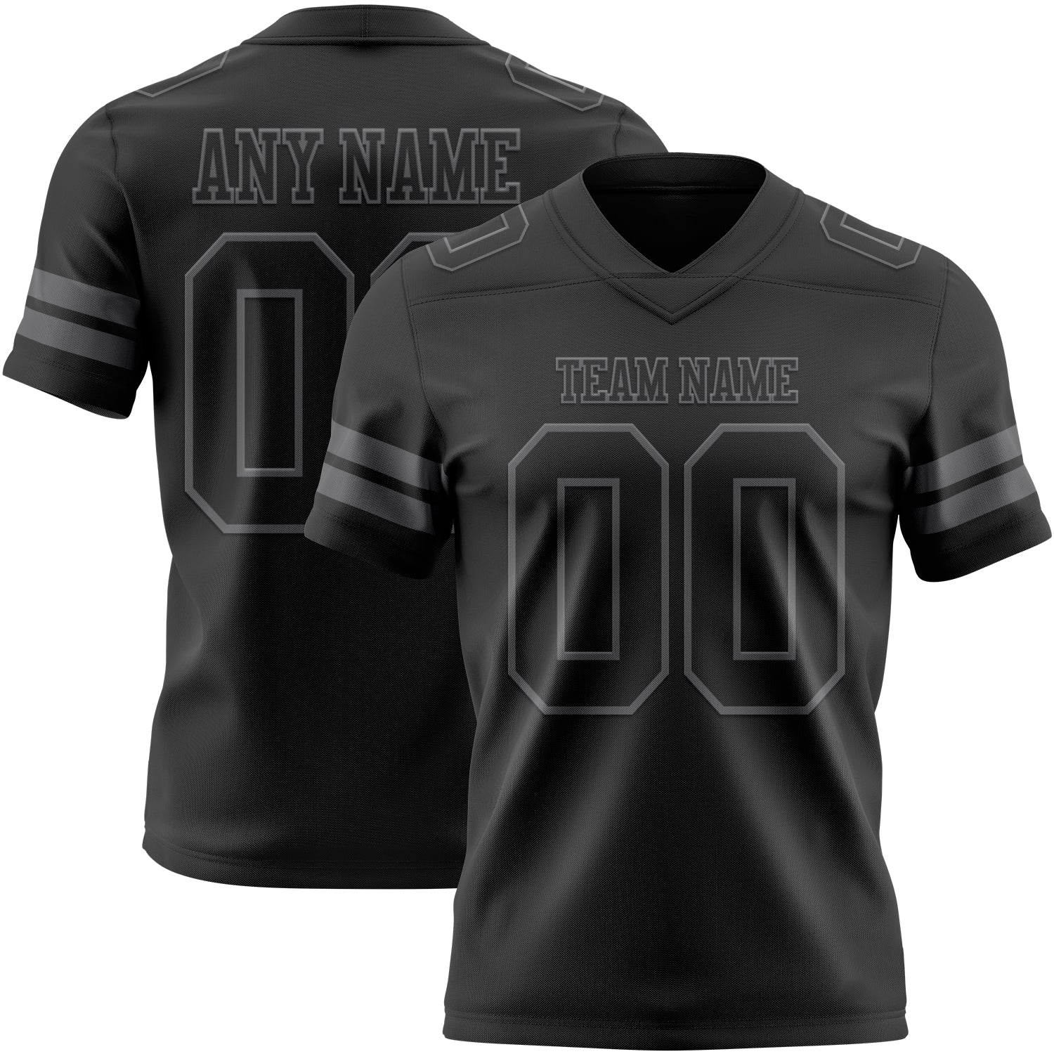 Custom Black Steel Gray Authentic Football Jersey - Main View