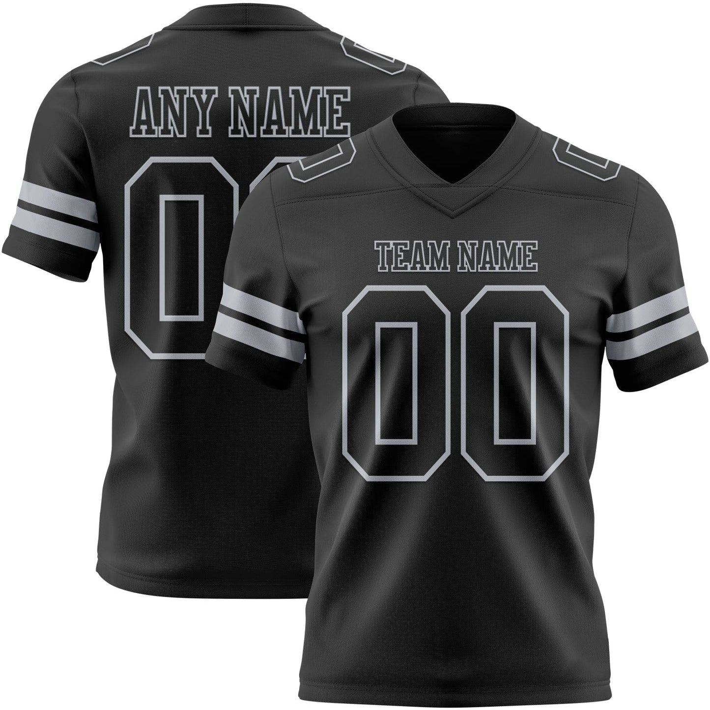Custom Black Gray Authentic Football Jersey - Main View