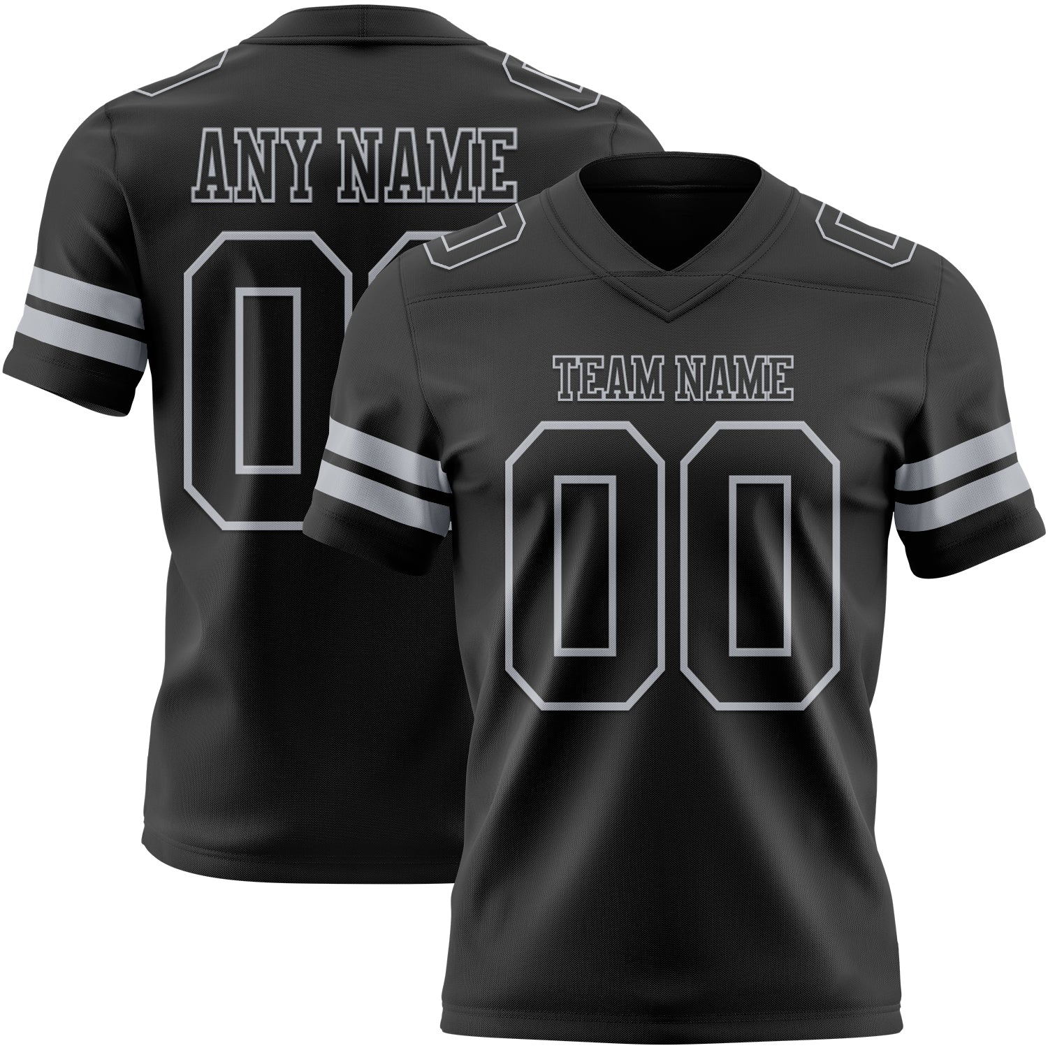 Custom Black Gray Authentic Football Jersey - Main View
