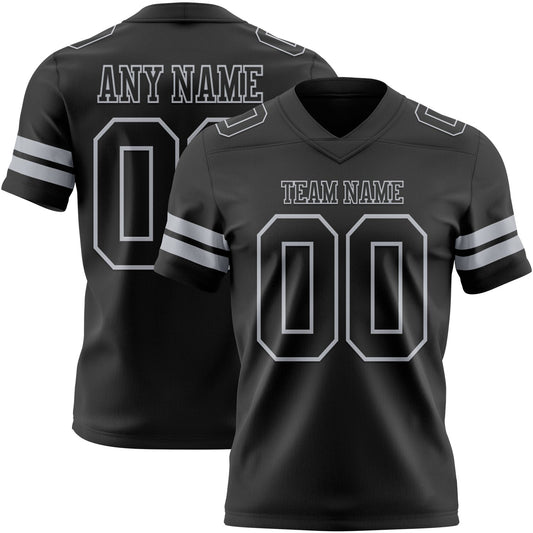 Custom Black Gray Authentic Football Jersey - Main View