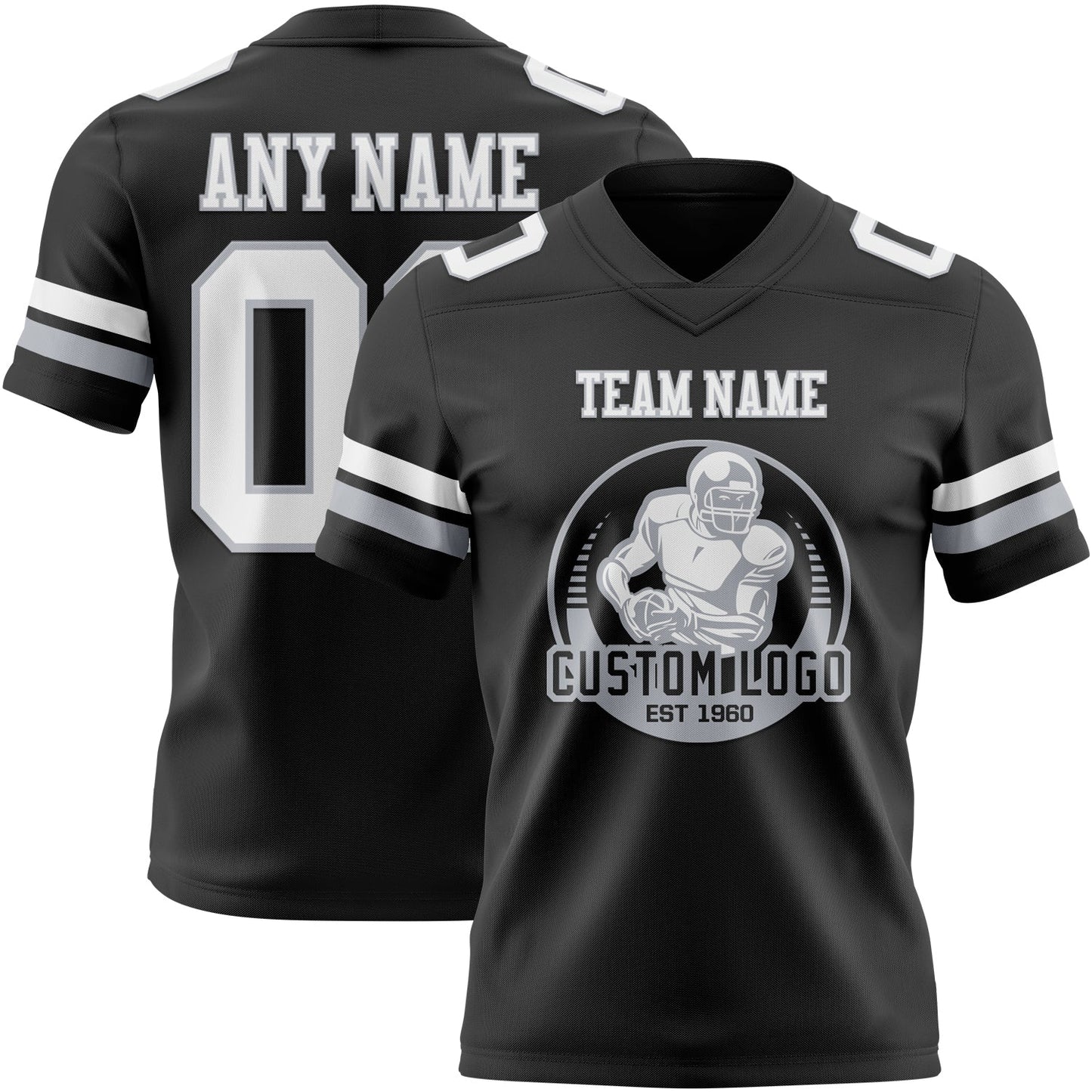 Custom Black White-Gray Authentic Football Jersey view 2