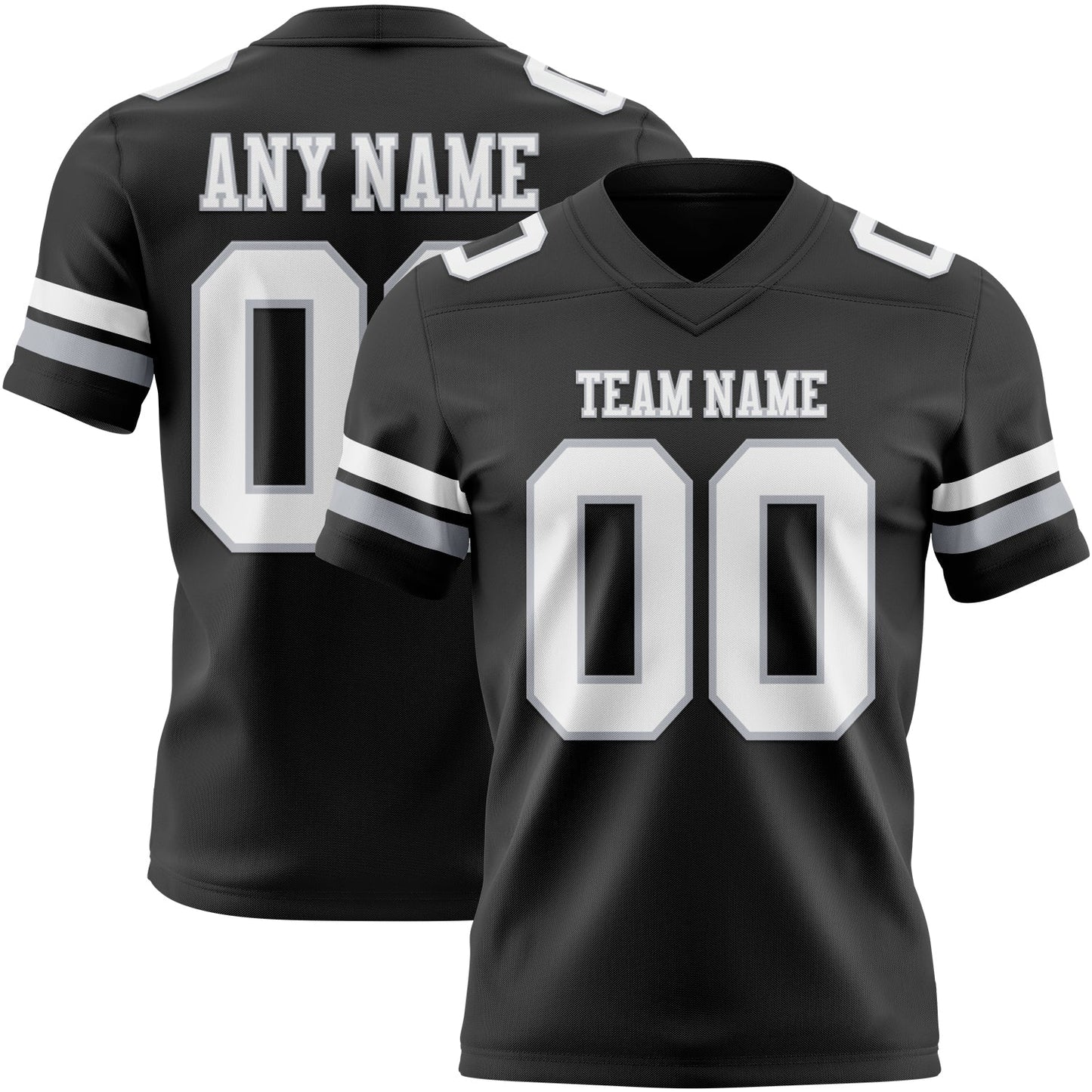 Custom Black White-Gray Authentic Football Jersey - Main View