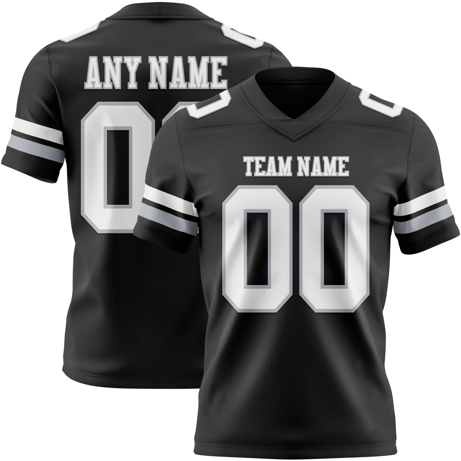 Custom Black White-Gray Authentic Football Jersey - Main View