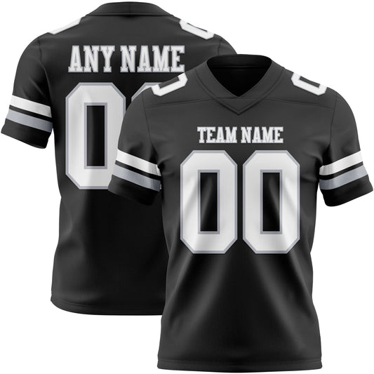 Custom Black White-Gray Authentic Football Jersey - Main View