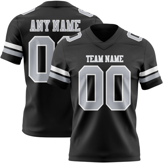 Custom Black Gray-White Authentic Football Jersey - Main View