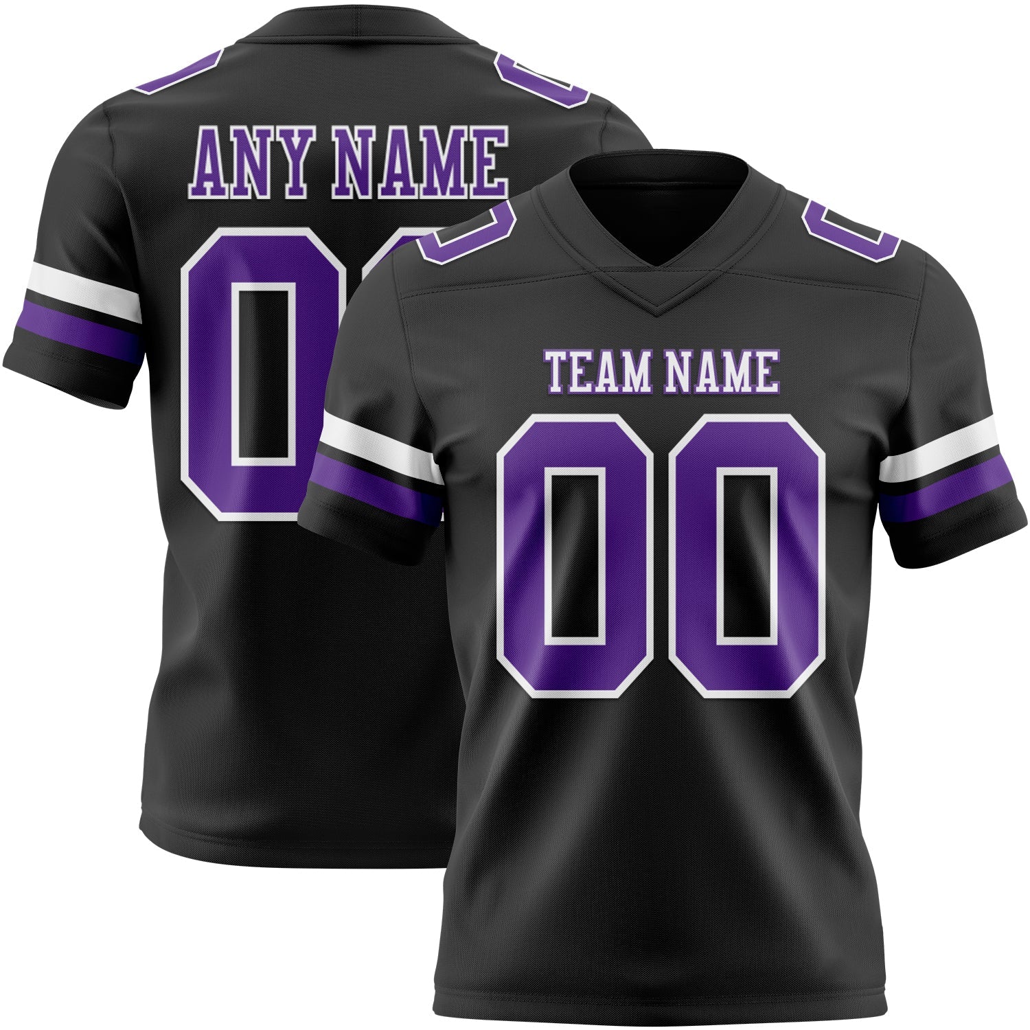 Custom Black Purple-White Authentic Football Jersey - Main View