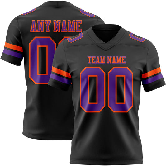 Custom Black Purple-Orange Authentic Football Jersey - Main View