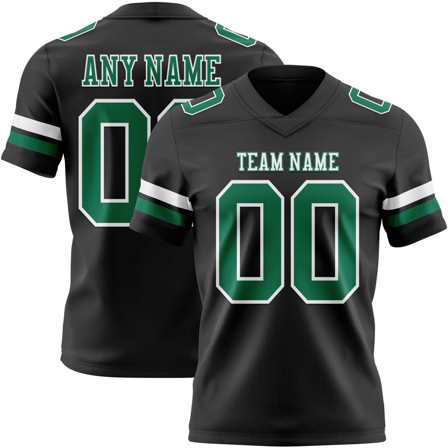 Custom Black Kelly Green-White Authentic Football Jersey - Main View