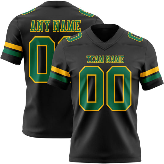 Custom Black Kelly Green-Gold Authentic Football Jersey - Main View