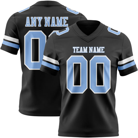 Custom Black Light Blue-White Authentic Football Jersey - Main View