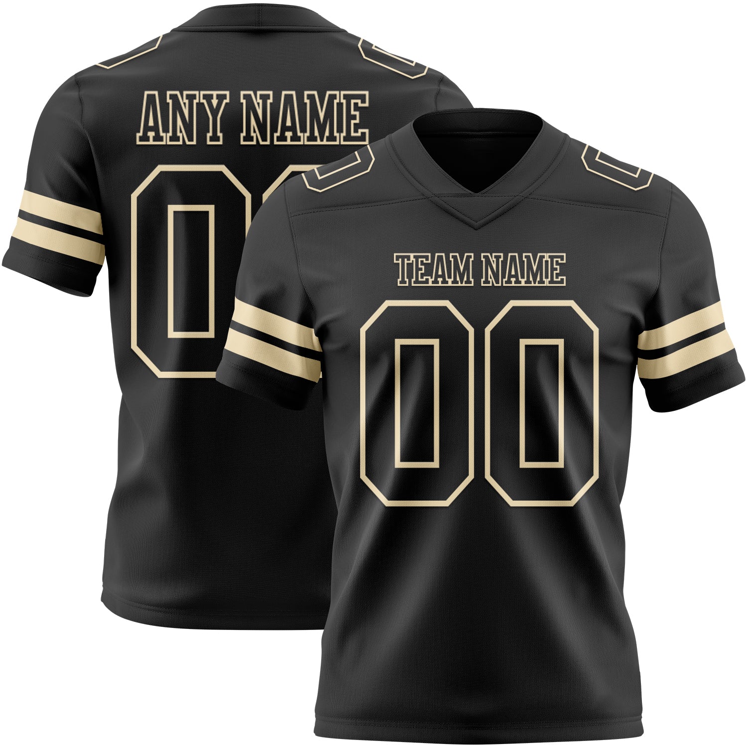 Custom Black Cream Authentic Football Jersey - Main View