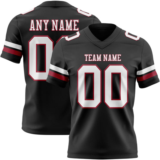 Custom Black White-Cardinal Authentic Football Jersey - Main View