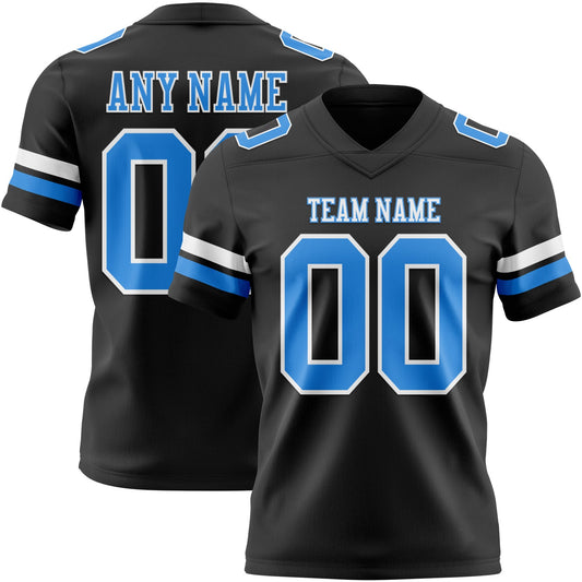 Custom Black Powder Blue-White Authentic Football Jersey - Main View