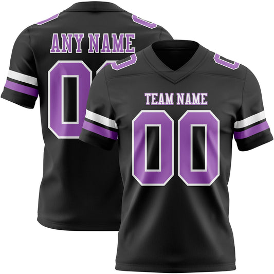 Custom Black Medium Purple-White Authentic Football Jersey - Main View