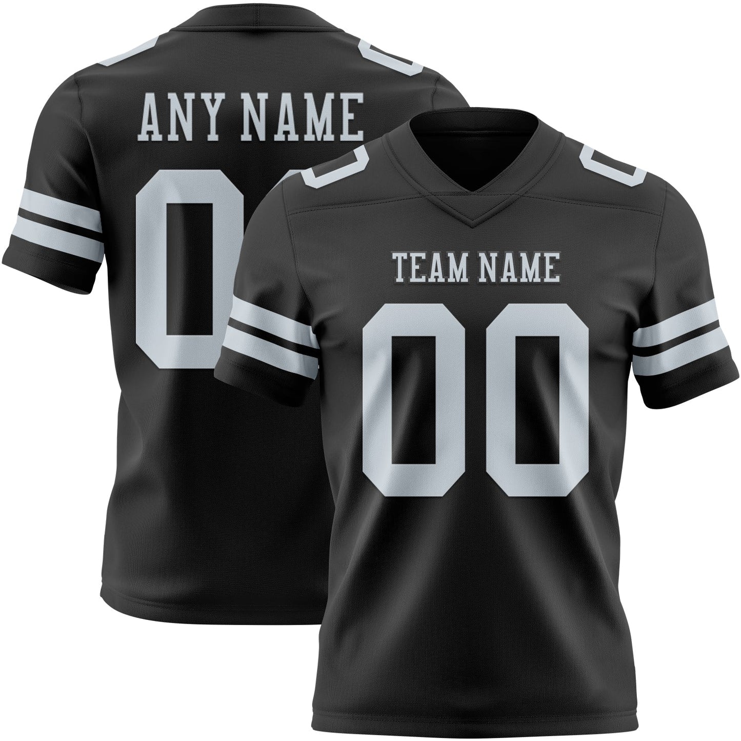 Custom Black Silver Authentic Football Jersey - Main View