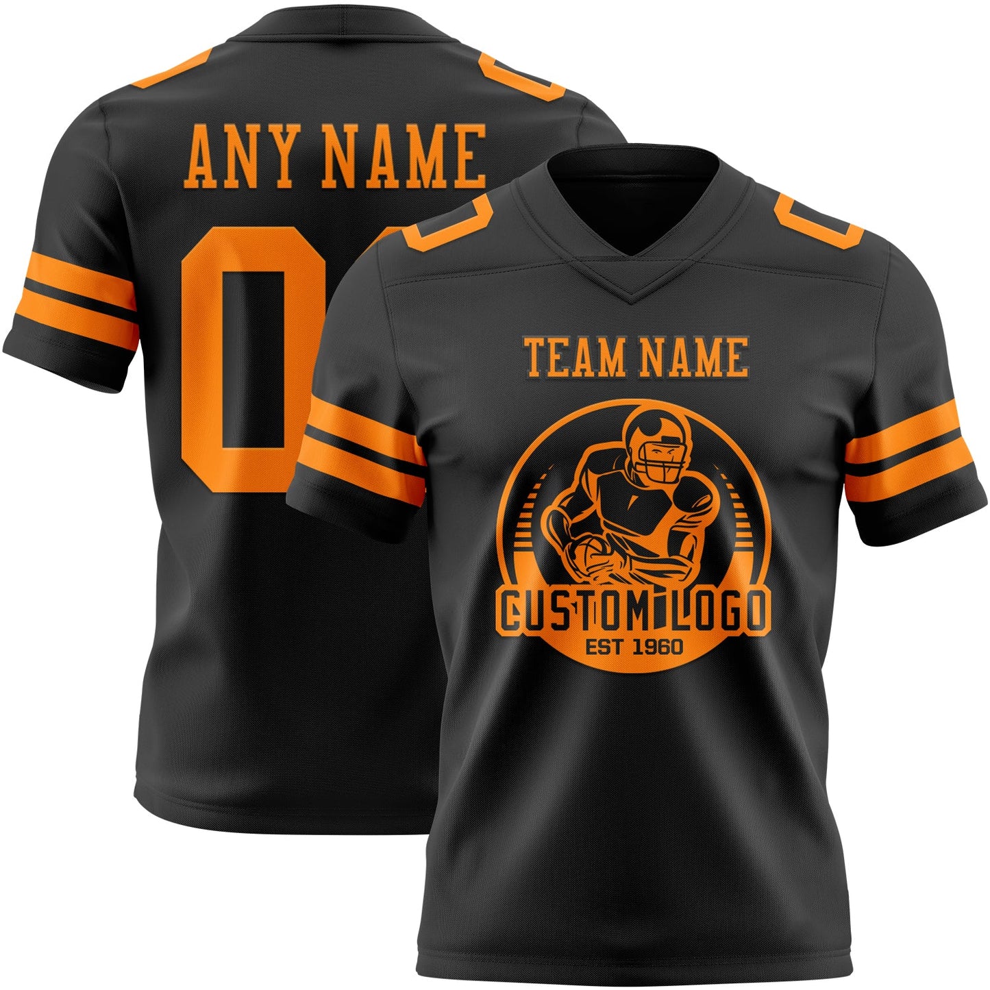 Custom Black Bay Orange Authentic Football Jersey view 2