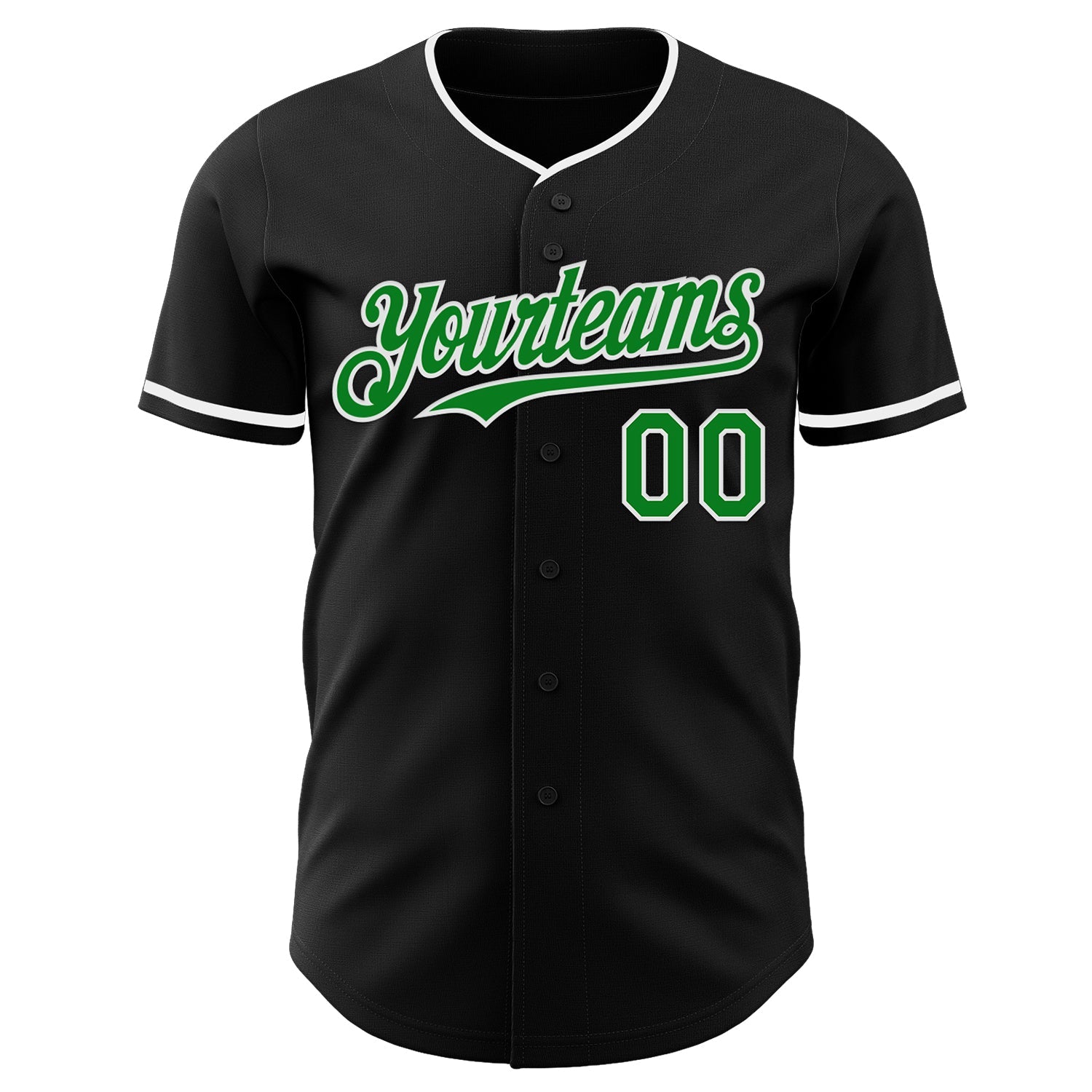 Custom Black Grass Green-White Authentic Baseball Jersey view 2